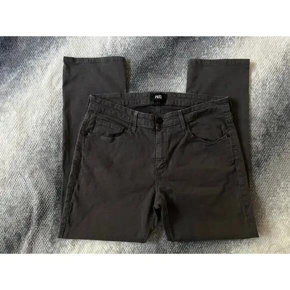 Paige Mens Federal Slim Straight Leg Twill Dark Gray Pants Size 33 Business - Picture 1 of 11